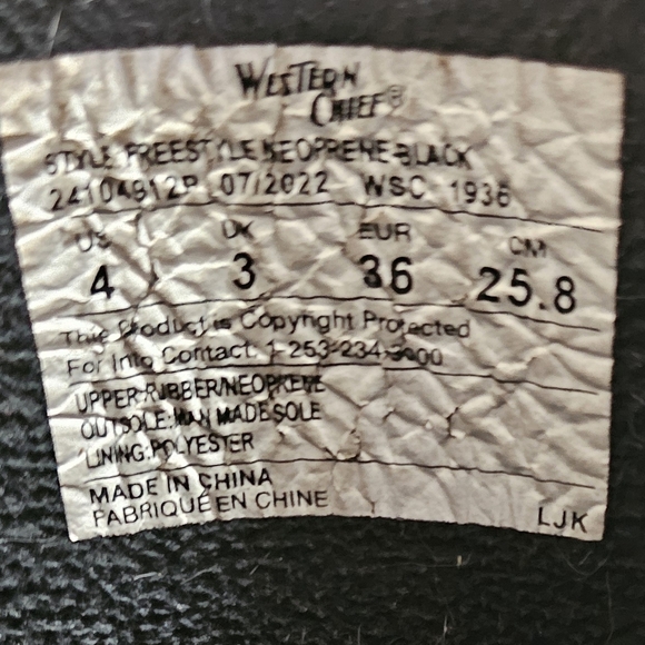 WESTERN CHIEF Black Neoprene Muck Mudders Size 4 - Picture 8 of 10